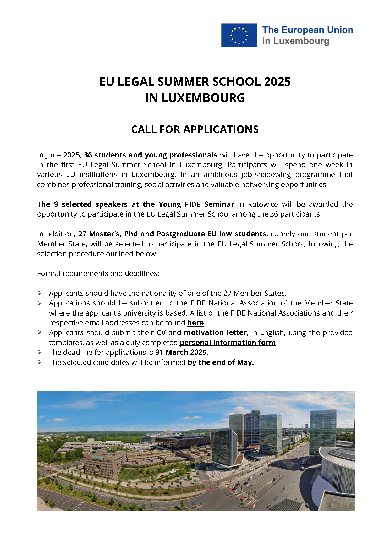 EU Legal Summer School 2025 - Call for Applications